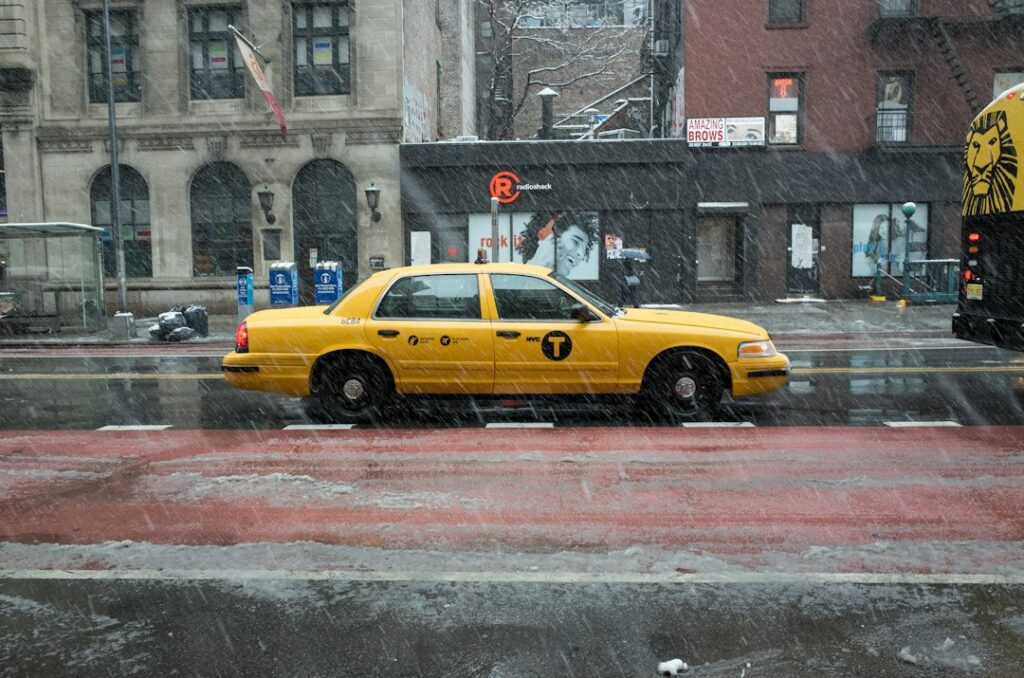 Yellow taxi on a New York City street