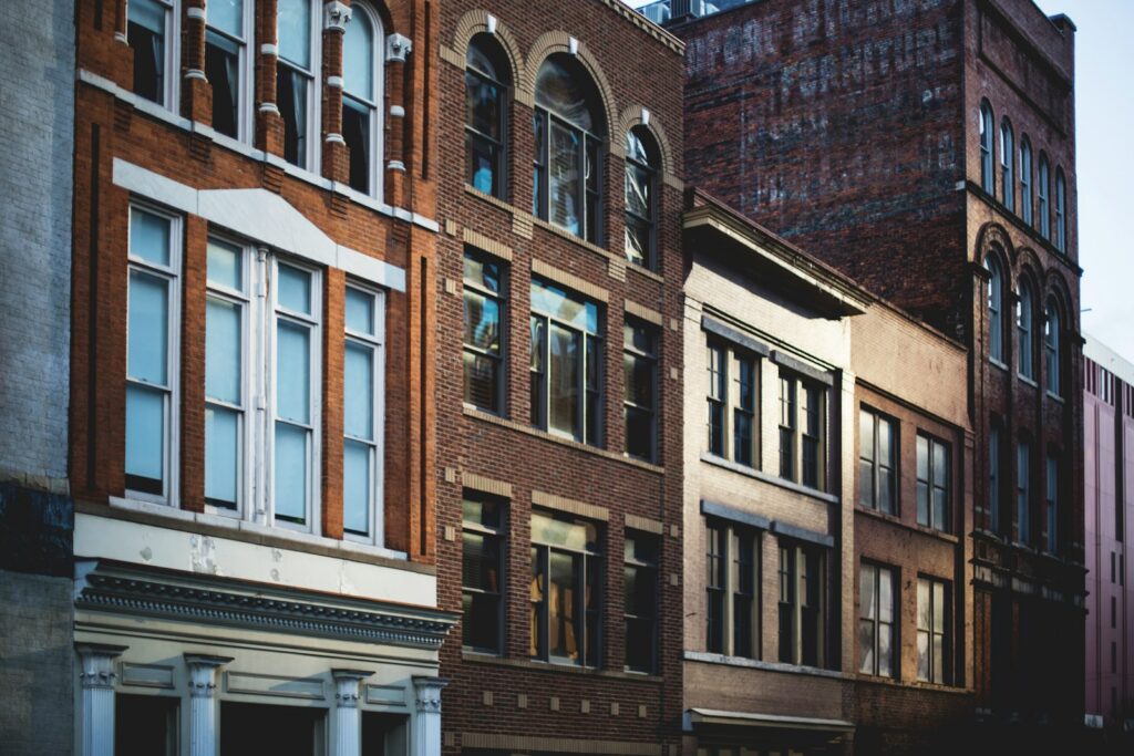 Brick apartment and commercial buildings in Nashville