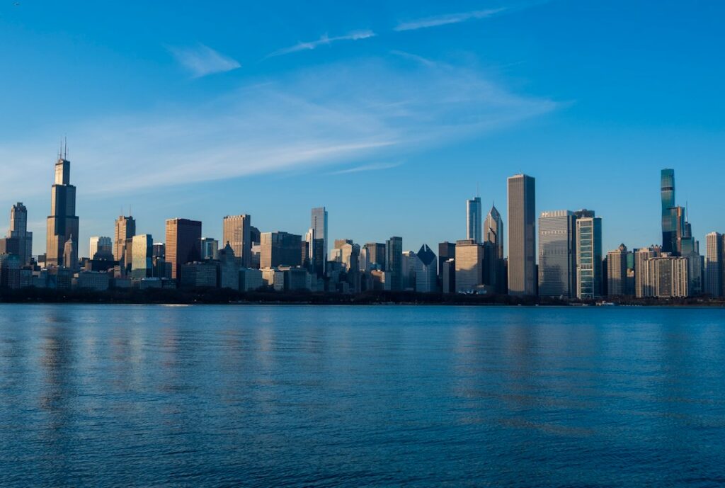 Chicago skyline along the Chicago River
