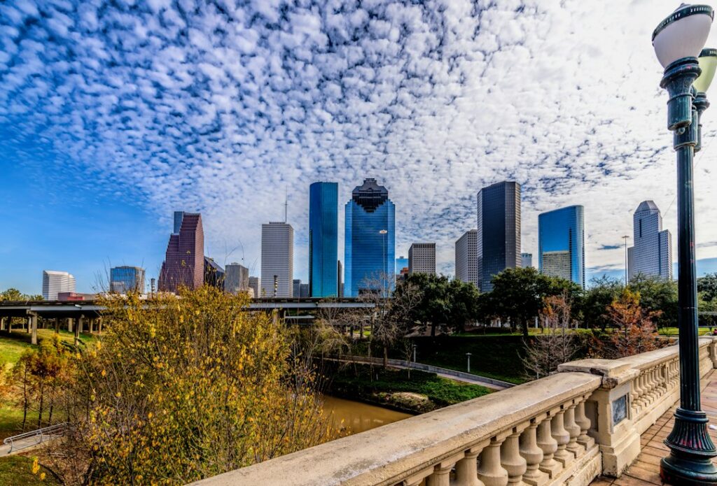 Downtown Houston office towers in daytime