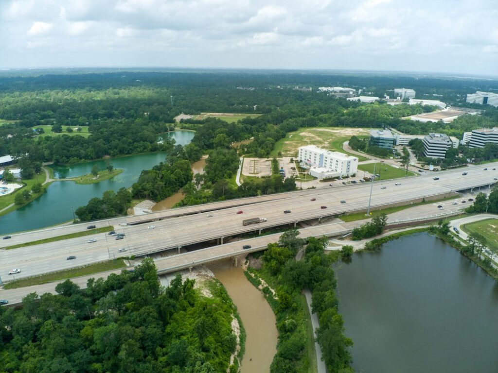 Aerial view of Houston highway feeder roads