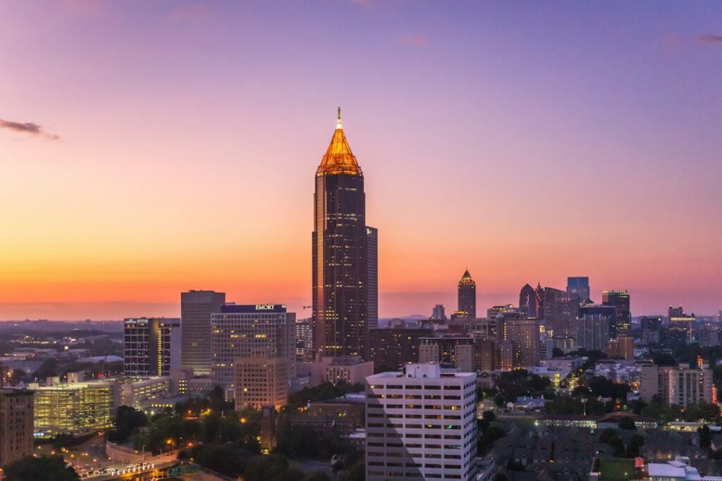 The Midtown Atlanta skyline just after sunset