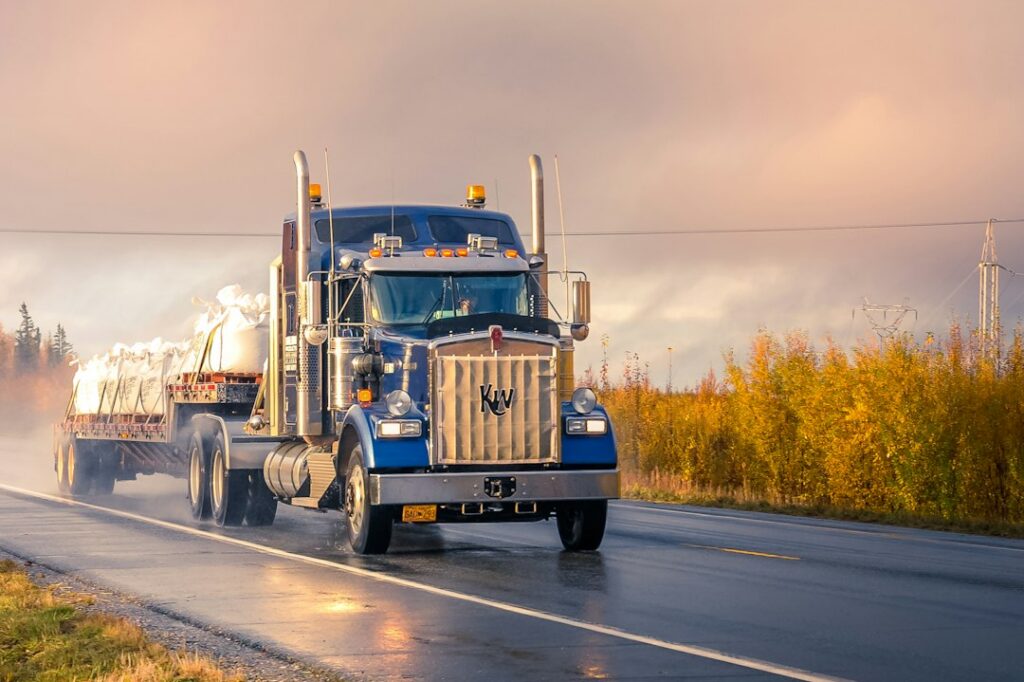 Truck driving on an open highway