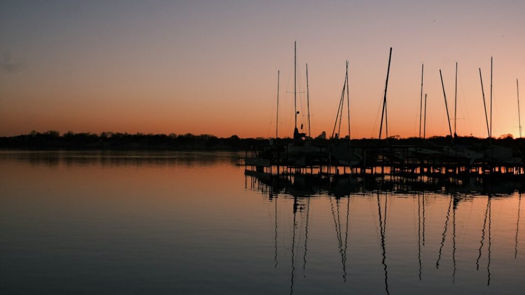 Sunset over White Rock Lake in Dallas
